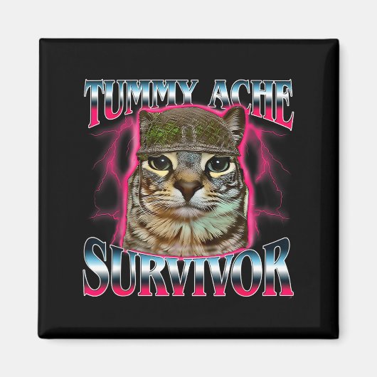 I Survived Today's Funny Tummy Ache Survivor Cat M Magneet (Voorkant)