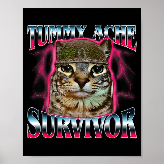 I Survived Today's Funny Tummy Ache Survivor Cat M Poster (Voorkant)