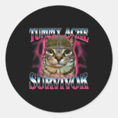 I Survived Today's Funny Tummy Ache Survivor Cat M Ronde Sticker (Voorkant)