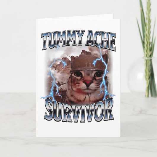 I Survived Today's Tummy Ache Folded Greeting Card Kaart (Voorkant)