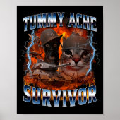 I Survived Today's Tummy Ache Funny Silly Cat Meme Poster (Voorkant)