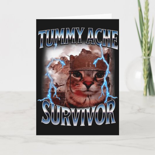 I Survived Today's Tummy Ache Survivor Funny Cat M Kaart (Voorkant)