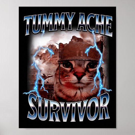 I Survived Today's Tummy Ache Survivor Funny Cat M Poster (Voorkant)