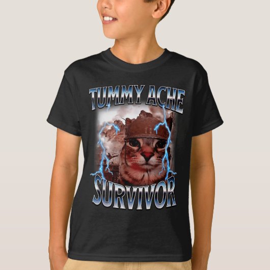 I Survived Today's Tummy Ache Survivor Funny Cat M T-shirt (Voorkant)