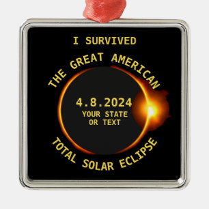 I Survived Total Solar Eclipse 8.21.2017 USA Metalen Ornament