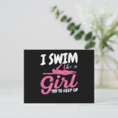 I swim like a girl and try to keep up with the briefkaart (Staand voorkant)