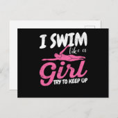 I swim like a girl and try to keep up with the briefkaart (Voorkant / Achterkant)