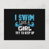 I Swim Like A Girl Try To Keep Up - Funny Swimming Aankondigingskaart (Voorkant)