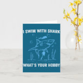 I Swim With Shark, What's Your Hobby, Funny Scuba Kaart (Gele Bloem)