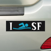 I SWIM<Your City>Aangepast umpersticker (blauw) Bumpersticker (Op auto)