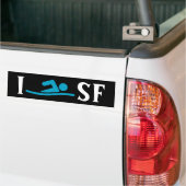 I SWIM<Your City>Aangepast umpersticker (blauw) Bumpersticker (Op Truck)