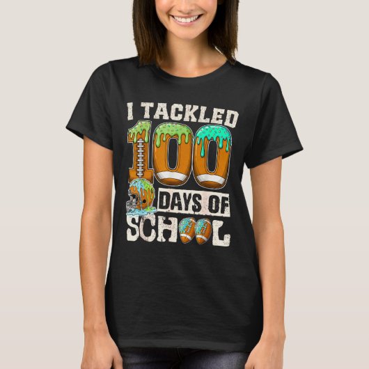 I Tackled 100 Days Of School Football Ice Cream Dr T-shirt (Voorkant)