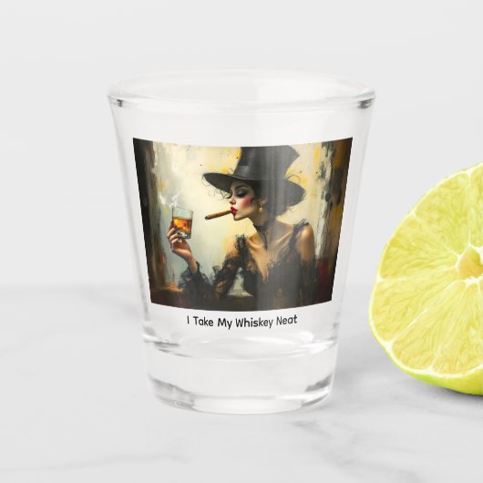 I Take My Whiskey Neat Shot Glas (Voorkant)