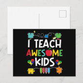 I Teach Awesome Kids shirt Autism Awareness puzzle Briefkaart (Voorkant / Achterkant)
