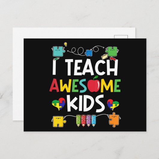 I Teach Awesome Kids shirt Autism Awareness puzzle Briefkaart (Voorkant / Achterkant)