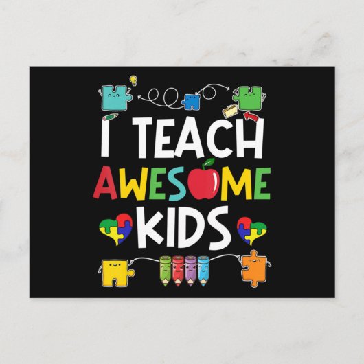 I Teach Awesome Kids shirt Autism Awareness puzzle Briefkaart (Voorkant)