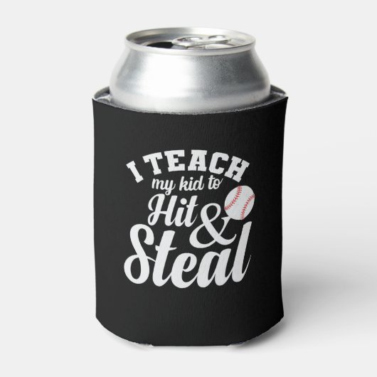 I Teach my Kid to Hit and Steal Baseball Blikjeskoeler (Blikje Voorkant)