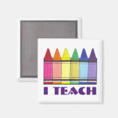 I Teach Rainbow Crayons School Teacher Gift Magnet (Voorkant / Achterkant)