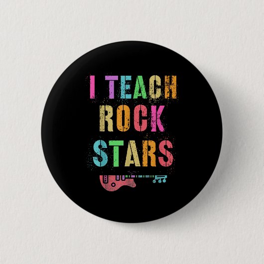 I Teach Rockstars Band Vibes Teacher Rocks My Musi Ronde Button 5,7 Cm (Voorkant)