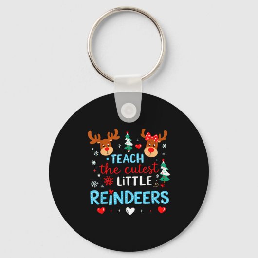 I Teach The Cutest Little Reindeers Teacher Christ Sleutelhanger (Voorkant)