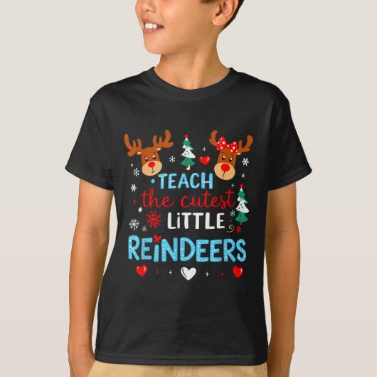 I Teach The Cutest Little Reindeers Teacher Christ T-shirt (Voorkant)