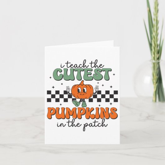 I Teach The Cutest Pumpkins In The Patch Retro Tea Kaart (Voorkant)