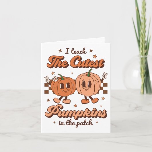 I Teach The Cutest Pumpkins In The Patch Retro Tea Kaart (Voorkant)