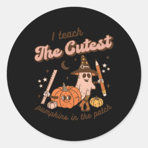 I Teach The Cutest Pumpkins In The Patch Retro Tea Ronde Sticker