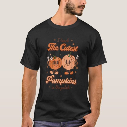 I Teach The Cutest Pumpkins In The Patch Retro Tea T-shirt (Voorkant)