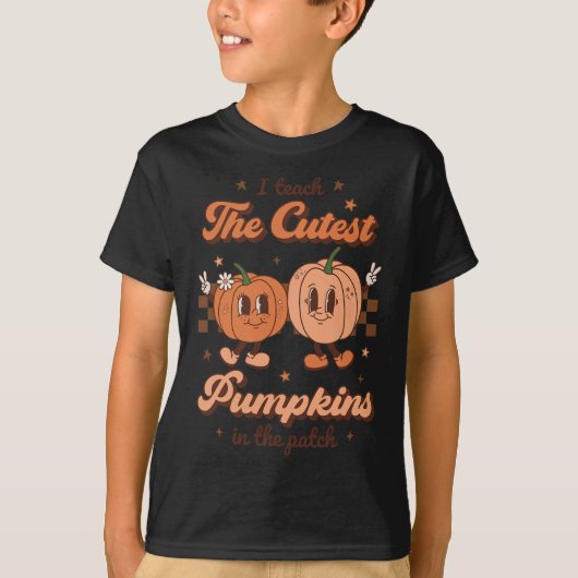 I Teach The Cutest Pumpkins In The Patch Retro Tea T-shirt (Voorkant)