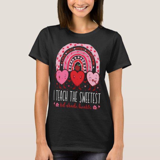 I Teach The Sweetest 3rd Grade Hearts Teachers Val T-shirt (Voorkant)