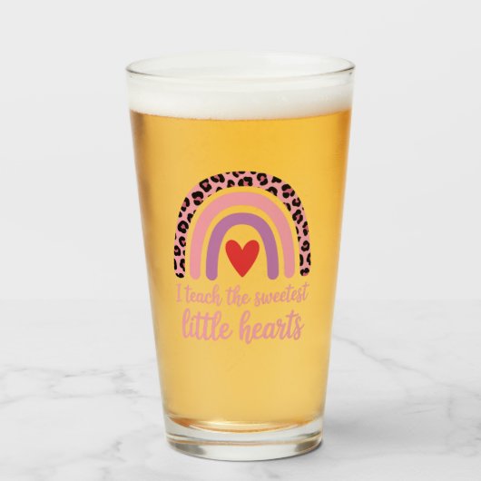 I Teach The Sweetest Hearts Rainbow Teacher Glas (Voorkant gevuld)