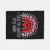 I Teach The Sweetest Hearts Rainbow Teacher Valent Fleece Deken (Voorkant (Horizontaal))