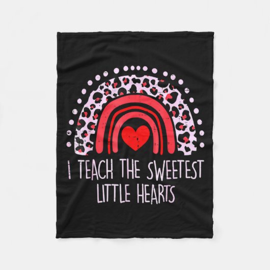 I Teach The Sweetest Hearts Rainbow Teacher Valent Fleece Deken (Voorkant)