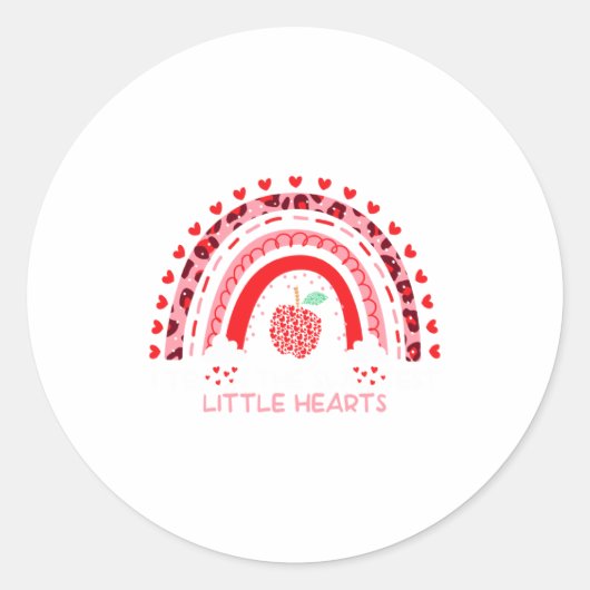 I Teach The Sweetest Hearts Rainbow Teacher Valent Ronde Sticker (Voorkant)