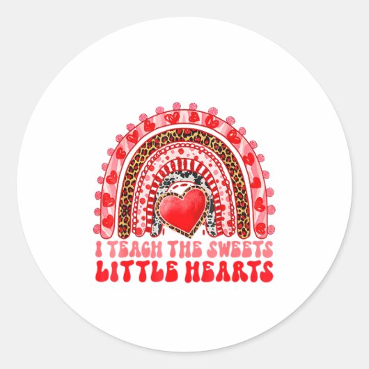 I Teach The Sweetest Little Heart Funny Valentine  Ronde Sticker (Voorkant)