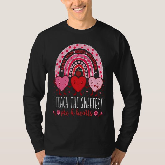I Teach The Sweetest Pre K Hearts Teachers Valenti T-shirt (Voorkant)