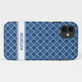 i Telefoon 5 Aangepaste naam Blauw Quatrefoil Patr Case-Mate iPhone Case (Achterkant (horizontaal))