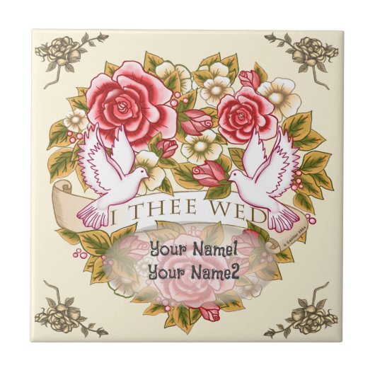 I Thee Wed bruiloft tegel Tegeltje (Voorkant)
