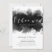 I Thee Wed Dark Waterverf Gothic bruiloft uitnodig Kaart (Voorkant)