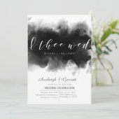 I Thee Wed Dark Waterverf Gothic bruiloft uitnodig Kaart (Staand voorkant)