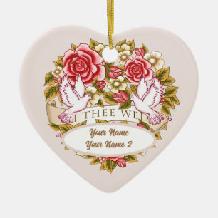 I Thee Wed  huwelijksornament op maat Keramisch Ornament