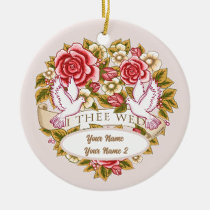 I Thee Wed  huwelijksornament op maat Keramisch Ornament