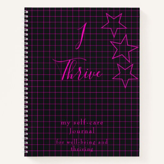 "I Thrive" Quote Self-Care Journal Roze tekst Notitieboek (Voorkant)