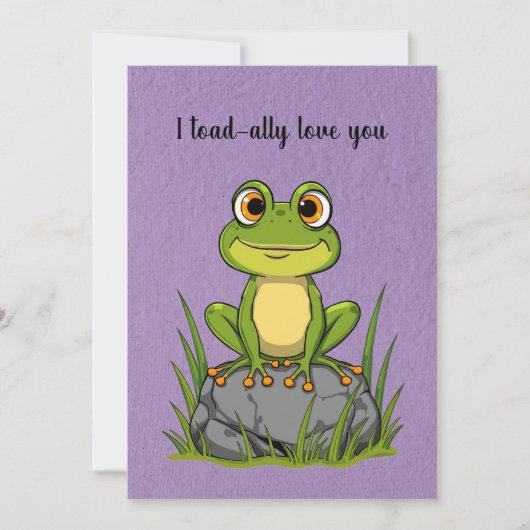 I toad-ally love you - Cartoon toad on a rock Feestdagenkaart (Voorkant)