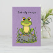 I toad-ally love you - Cartoon toad on a rock Feestdagenkaart (Staand voorkant)