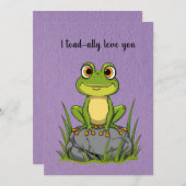 I toad-ally love you - Cartoon toad on a rock Feestdagenkaart (Voorkant / Achterkant)