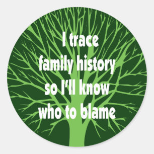 I Trace Family History Ronde Sticker