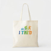 I Tri'd Triathlon Retro Triathlete Swim Bike Run Tote Bag (Voorkant)
