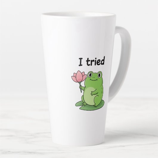 "I Tried" Froggy Effort Design Latte Mok (Rechterhoek)